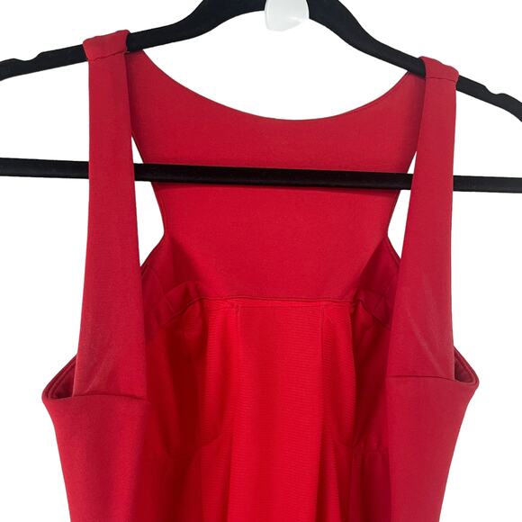 Jovani Style 21899 Fitted Jersey Halter Neck Ruffle Open Back Gown Red 2 ASIS - Picture 10 of 13